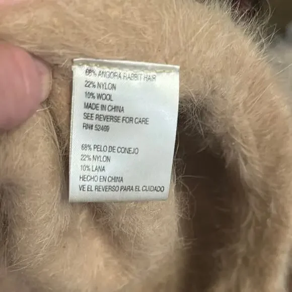 Tan vintage angora and wool blend beret hat - Picture 2 of 3